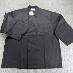 HAPPY‎ CHEF 3/4 Long Sleeve Coat Style # 403 Men's Large Black New Buttons